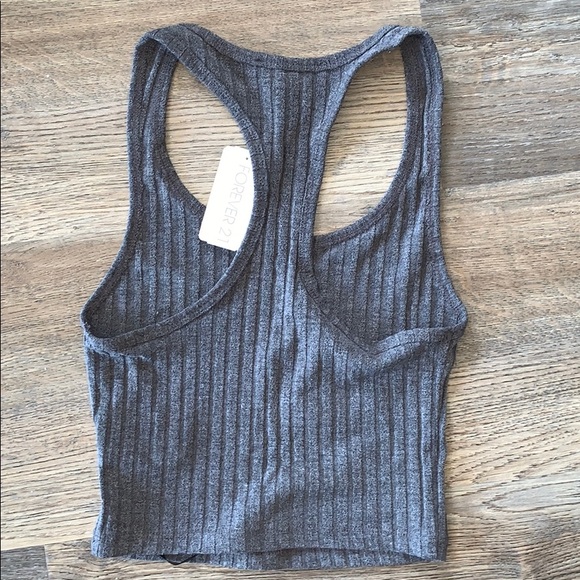 Forever 21 Charcoal Gray Ribbed Crop Top - Small - Picture 4 of 4